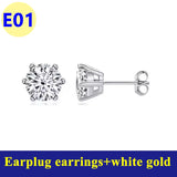 925 Sterling Sliver High-end Crown Moissanite Diamond Heart Screw Stud Earrings For Women