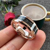 New 8MM Black Meteorite Beveled Polished Finish Comfort Fit Tungsten Gold Wedding Rings for Men and Women - The Jewellery Supermarket