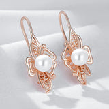 14 Karat Rolled Gold Luxury Unique Geometric Hollow Pearl Drop  Jewellery Earrings