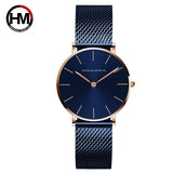 New Simple Elegant Rose Gold Tone Stainless Steel Women Bracelet Watch - Quartz Movement Steel Mesh Watches