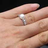 Genuine Pink/Black/White/Purple/Grey Pearl AAA Zircon Diamonds Silver Rings