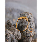 18K Gold Plated Stainless Steel Square Beads Fashion Women Ring - Charm Jewellery