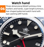20Bar BGW9 Luminous Swiss Ronda 515-24H GMT Quartz Dive Stainless Steel Watches