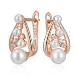 14 Karat Rolled Gold New Unique Pearls AAA Zircon Diamonds Daily Fine Earrings for Women