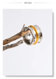 18K Gold Plated Stainless Steel Wide Minimalist  two-tone Distinctive High Quality Ring