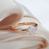 14K Gold Filled New Minimalist Matte White 6 Prongs AAA Zircon Crystal Glossy Ring