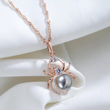 14K Gold Filled With Grey White Pearl Inlay AAA Zircon Diamonds Unique Spider Necklace