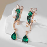 14K Gold Filled Green AAA Zircon Crystal Lizard Design Drop Vintage Earrings For Women