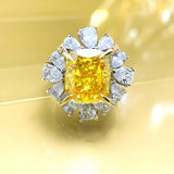 Sensational High Setting Citrine Amethyst Lab Created Gemstones inlaid with High Quality AAAAA High Carbon Diamonds