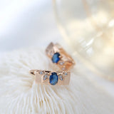 14K Gold Filled Elegant Geometric Square Sun Flower Embossed AAA Blue Zircon Earrings