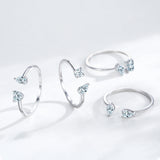 Fashion 925 Silver Sparkling Geometric AAAA Lab Created Diamond Opening Rings