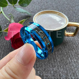 New Arrival Blue Carbon Fiber Inlay Shiny Bevel Edges 6/8MM Tungsten Comfort Fit Wedding Rings for Men and Women