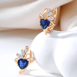 New Delightful 14K Filled Rose Gold Dark Blue AAA Zircon Crystal Drop Earrings For Women - Trendy Jewellery