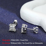 EWYA Real 1 Carat Princess Cut Moissanite Diamond Stud Earrings for Women Party Fine Jewelry 100% S925 Sterling Silver Earring - The Jewellery Supermarket