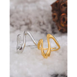18K Gold Plated Stainless Steel Metal U Shape Fashion Minimalist Adjustable Ring