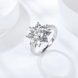 VVS1 1/2CT Moissanite Diamond Wedding Sunflower Rings - Promise Engagement Sterling Silver GRA Certified Jewellery