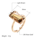 14K Gold Filled Light Brown AAA Zircon Crystal Big Square Ring High Quality Jewellery