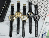 New Arrival Top Brand Hollow Bar Scale Mechanical Triangle Design Black Leather Strap Mechanical Watches for Men