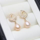 Flower Shape Design Real Multicolour Pearls AAA Zircon Diamonds Silver Earrings