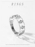 New Design Silver AAAA Lab Created Diamonds Vintage Geometric Hollow Wide Rings
