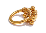 18K Gold Plated High Quality Stainless Steel Metal Layered Round Beads Charming Ring