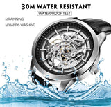 New Famous Brand Men Luxury Automatic Mechanical Skeleton Style Stainless Steel Waterproof Sports Leather Watch - The Jewellery Supermarket