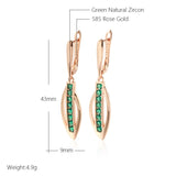 14 Karat Filled Gold Delicate Shiny Green AAA Zircon Crystals Long Dangle Womens Earrings