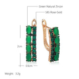 Latest Fashion Rolled 14K Rose Gold AAA Green Opal Zircon Crystal Drop Earrings, Vintage Style Jewellery