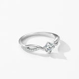 Superb 1CT Delicate, Twisted AAAA Lab Created Diamond 925 Sterling Silver Ring