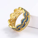 Classic Crown Handmade Enamel Three-layer AAA Zircon Exquisite 18KGP Ring