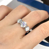 Luxury 4 Carat VVS1 D Colour Round Moissanite Wedding Engagement 3-Stones Ring