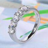 Stunning 5 Stones D Color 1 Carat Moissanite Diamonds Eternity Rings - Silver Pt950 Wedding Engagement Fine Rings  - The Jewellery Supermarket