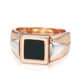 Two Tone 14K Gold Filled AAA Black Zircon Fashion Men's Signet Big Size Ring