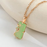 14K Gold Filled Fog Green Square AAA Zircon Crystal Elegant Necklace For Women
