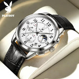 Famous Brand Luxury Multifunction Original Leather Strap Waterproof Quartz Casual Fashion Business Watches for Men
