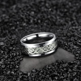 New Silver Color Celtic Dragon Inlay Polished Tungsten Engagement Wedding Ring