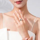 Dazzling Green Rectangle AAAA Lab Created Diamond Water Drop Shape Silver Rings