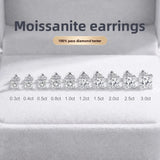 Dazzling 0.3~3.0ct Princess Cut Moissanite Diamonds 925 Silver Stud Earrings