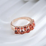 Gorgeous Trend 14K Filled Rose Gold Full Red AAA Zircon Crystals Paved Width Ring For Women - Fine Jewellery