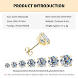 Solitaire Round D-Colour 0.1CT-3CT Moissanite Diamonds Unisex Stud Earrings