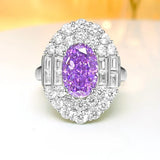 Elegant Design Colorful Diamond Egg Ring Inlaid with High Quality AAAAA High Carbon Diamonds, Retro Fine Jewellery