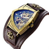 New Personalized Fashion Triangle Hollow Men's Mechanical Watch - Leisure Retro Fully Automatic Mechanical Watch
