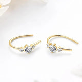 Elegant U shaped 3 Stone D Colour 0.72CT Moissanite Diamonds Hoop Earrings for Women Silver Wedding Fine Jewellery - The Jewellery Supermarket
