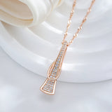 14K Gold Filled Geometric Full Paved AAA Zircon Diamonds Curve Triangle Pendant Necklace
