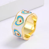 New Creative Colourful Handmade Enamel Heart Shape Cute Romantic Ring