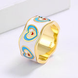 New Creative Colourful Handmade Enamel Heart Shape Cute Romantic Ring