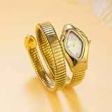 New Luxury Top Fashion Brand Snake Design Gold Colour Stainless Steel Bracelet Quartz Ladies Wristwatches