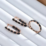 Hot Style Black or White 14K Rolled Rose Gold AAA Zircon Crystals Long Drop Earrings - Luxury Fashion Jewellery