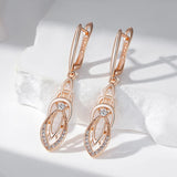 14K Filled Gold Glossy Hollow Geometry AAA Lab Created Zircon Diamonds Drop Earring