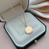 Glossy Coin Shape Simple Fashion 14K Filled Rose Gold AAA Zircon Diamonds Pendant Necklace - Fine Jewellery